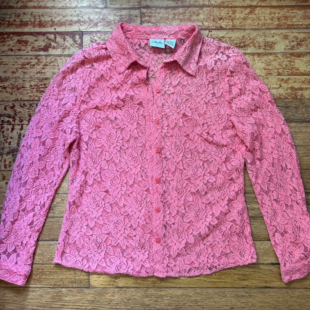 Studio V Lace Button-Up Top